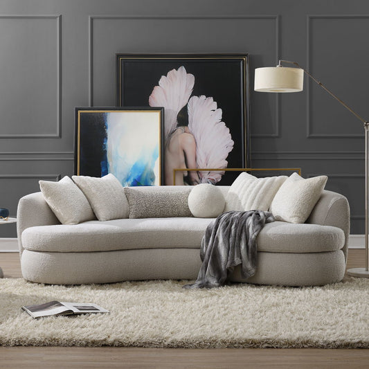 Iniko - Sofa With 6 Pillows - Beige Boucle
