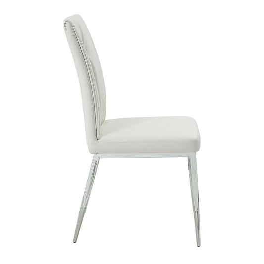 Kamaile - Side Chair (Set of 2) - Beige Synthetic Leather & Chrome