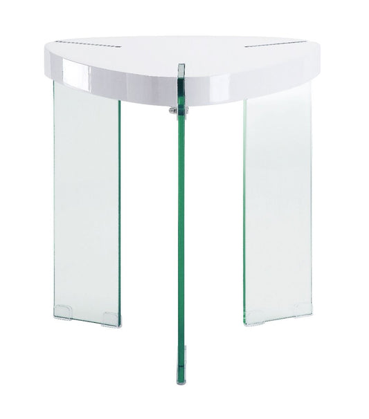 Noland - End Table - Clear Glass & White High Gloss