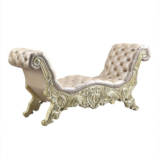 Vatican - Bench - Synthetic Leather, Light Gold & Champagne Silver