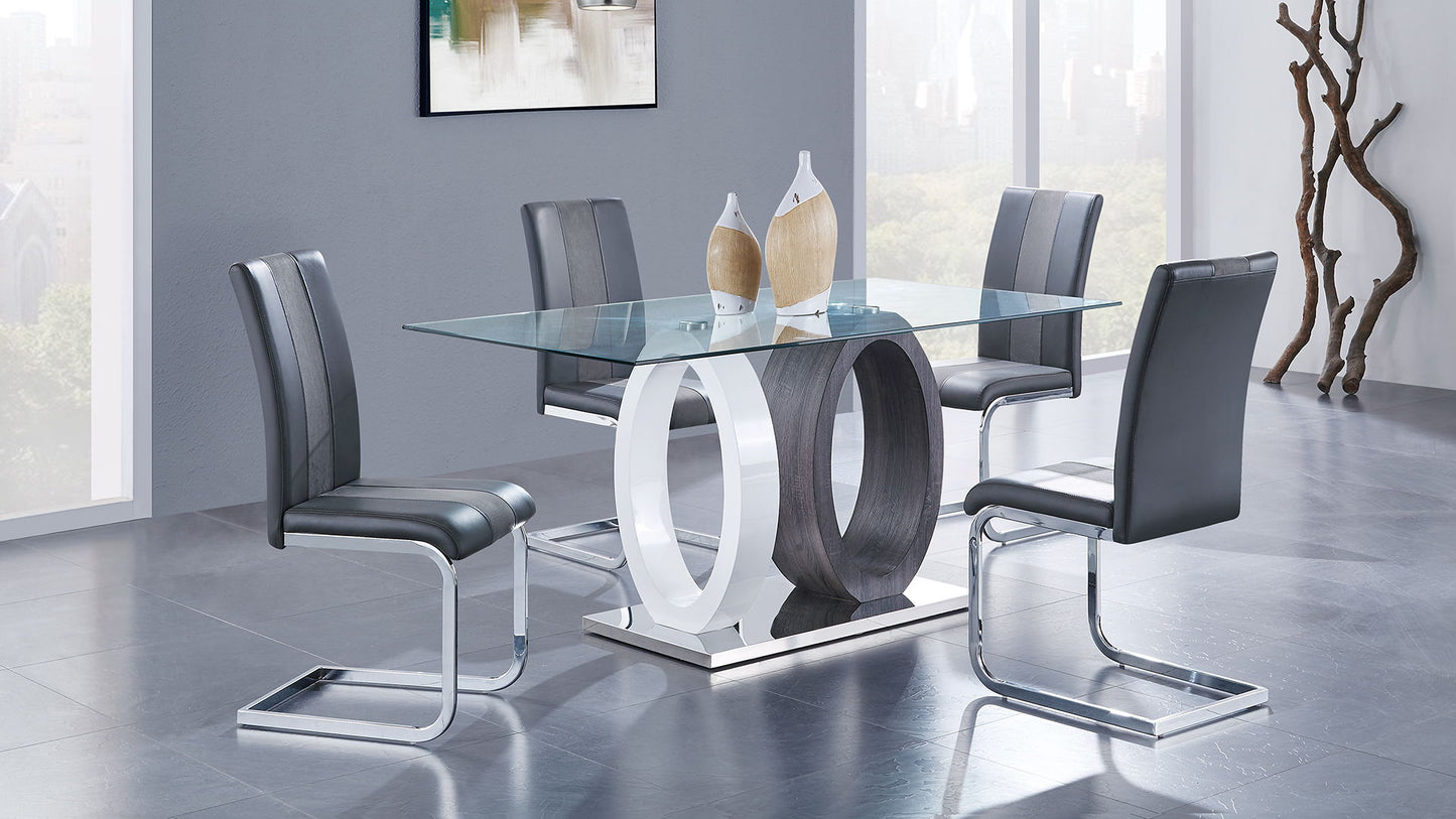 D1628 - 7 Piece Dining Room Set (Dining Table And 6 Dinning Chairs) - Silver