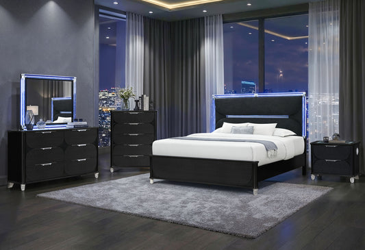 Lando - King Bed With Continuous LED - Black