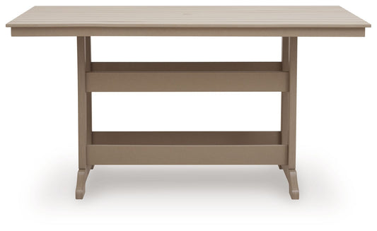 Seacliff Beach - Rectangular Counter Height Dining Table With Umbrella Option - Medium Brown