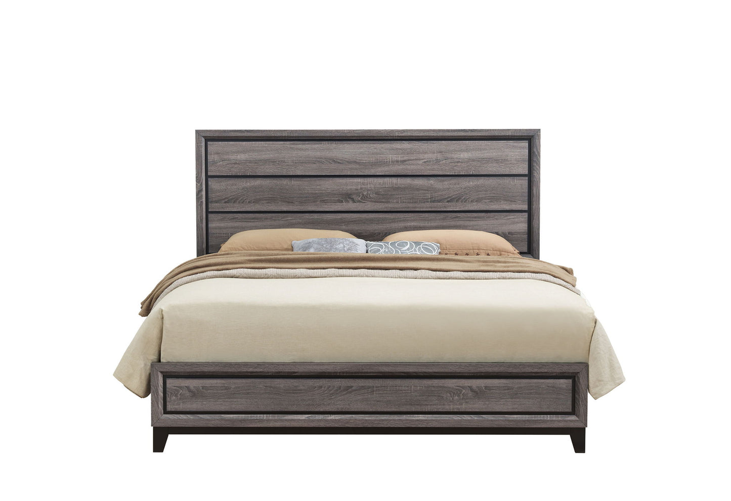Kate - 4 Piece King Bedroom Set (King Bed, Dresser, Mirror, Nightstand) - Foil Gray