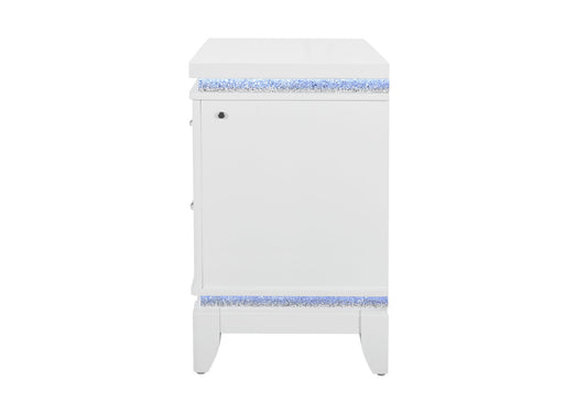 Alina - Nightstand With LED And USB - White