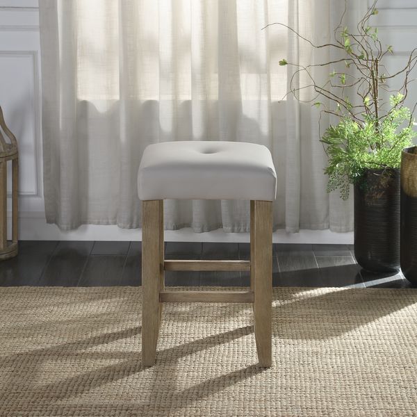 Charnell - Counter Height Stool (Set of 2) - Gray Synthetic Leather & Oak