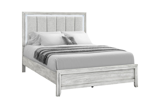 Elsie - Queen Bed With LED - Light Gray