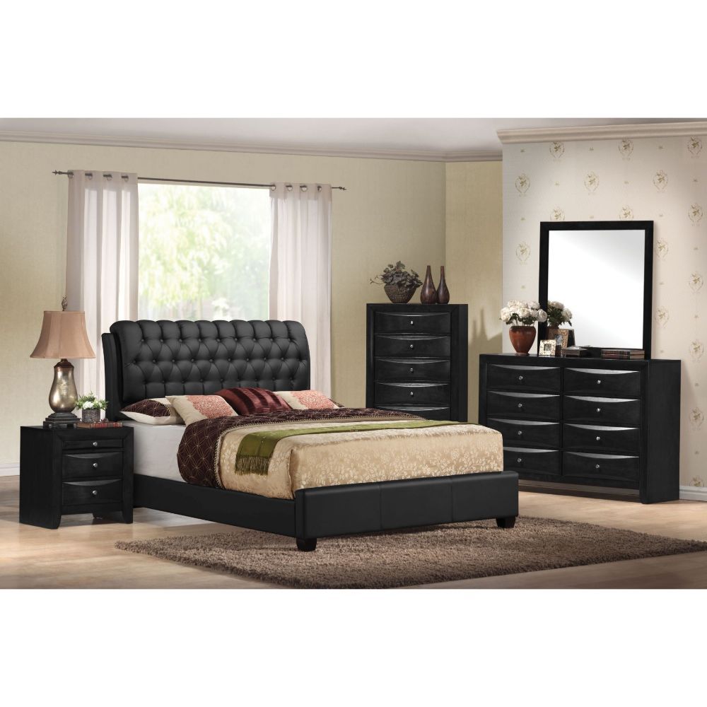 Ireland II - Eastern King Bed - Black Synthetic Leather