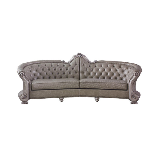 Dresden - 43" Sofa With 5 Pillows - Synthetic Leather & Vintage Bone White