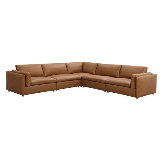 Brighton - Modular Armless Chair - Brown Top Grain Leather