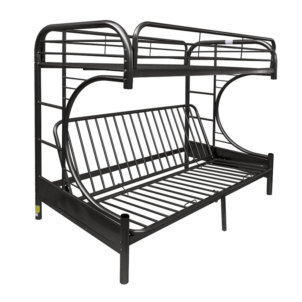 Eclipse - Twin Long/Queen Futon Bunk Bed - Black