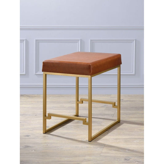 Boice - Counter Height Stool - Light Brown Pu & Gold