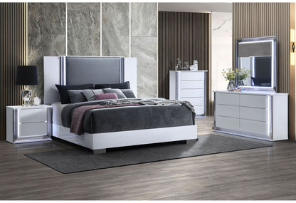 Ylime - 4 Piece King Bedroom Set (Bed, Dresser, Mirror, Nightstand) - White