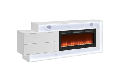 Kira - 87" Entertainment Unit With Bluetooth Speaker And LED - White