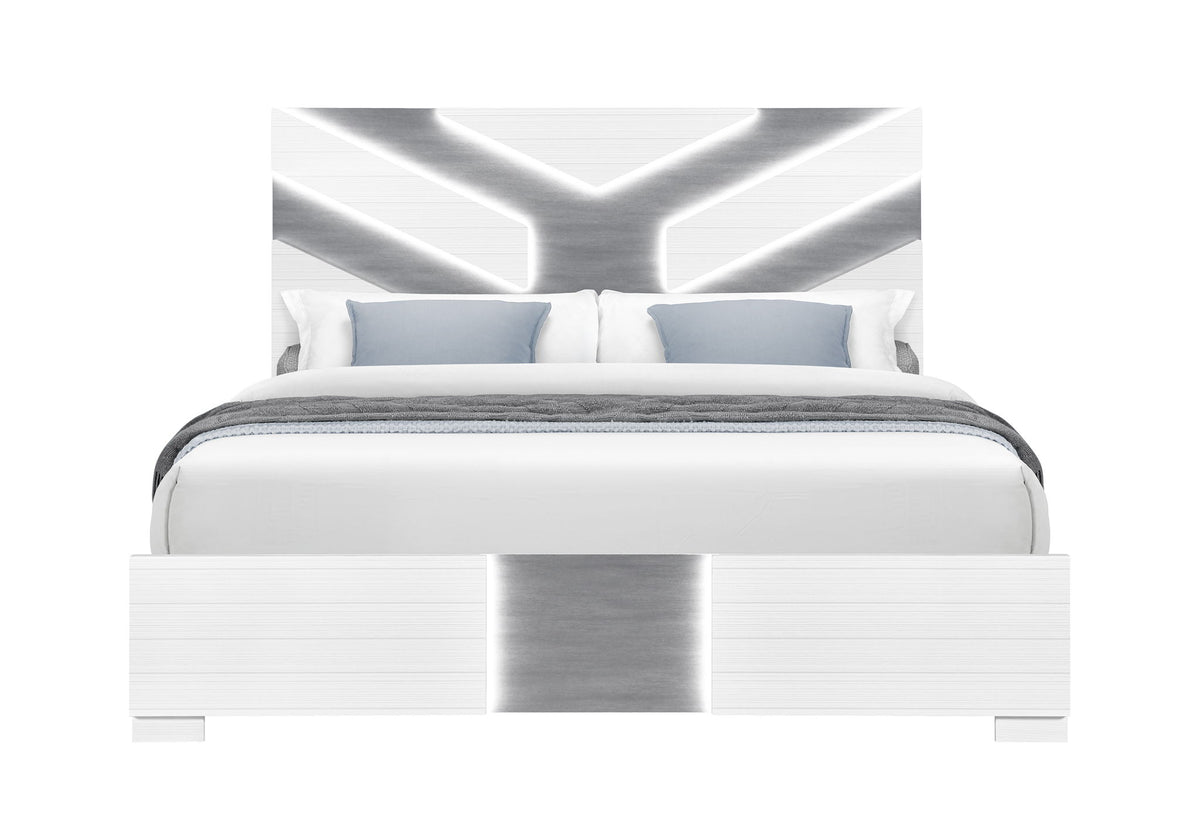 Optimus - Full Bed With LED - White