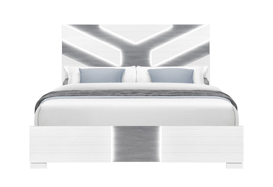 Optimus - King Bed With LED - White