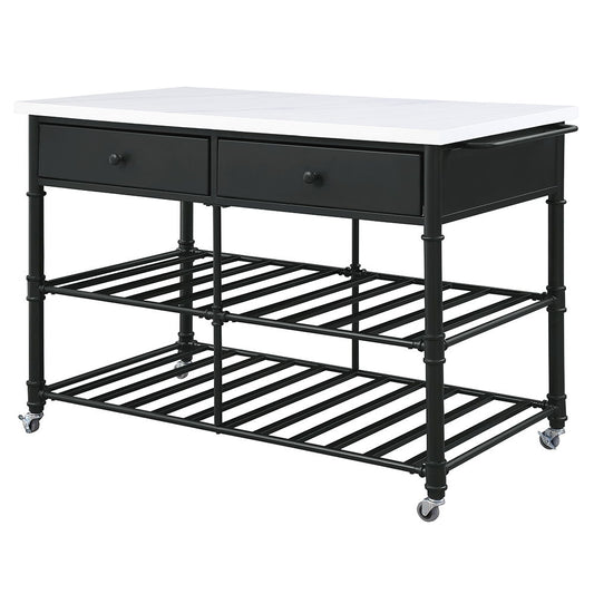 Emery - Kitchen Island - White Cultured Marble Top & Gray