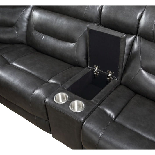 Imogen - Power Motion Sectional Sofa With USB - Gray Leather-Aire