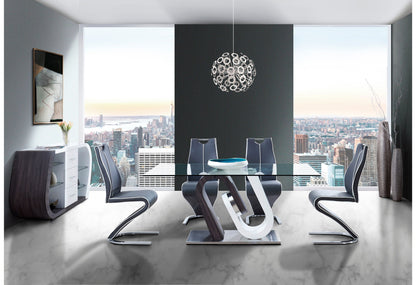 D4127 - 7 Piece Dining Room Set (Dining Table And 6 Dinning Chairs) - Silver