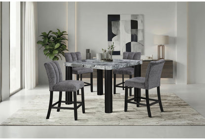 D5473 - 5 Piece Dining Room Set (Bar Table And 4 Bar Stools) - Black / Gray
