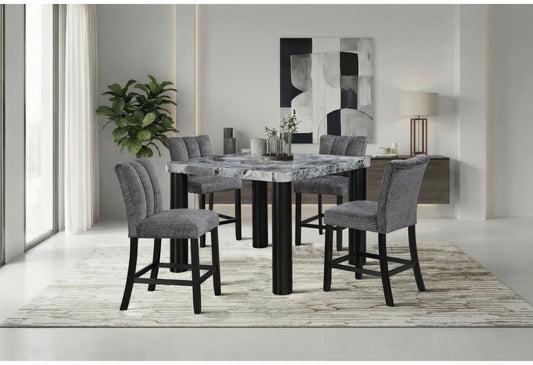 D5473 - 7 Piece Dining Room Set (Bar Table And 6 Bar Stools) - Black / Gray