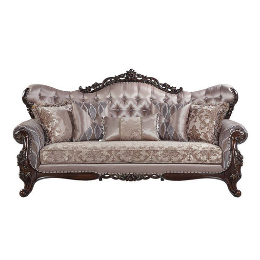 Benbek - Sofa With 5 Pillows - Fabric & Antique Oak
