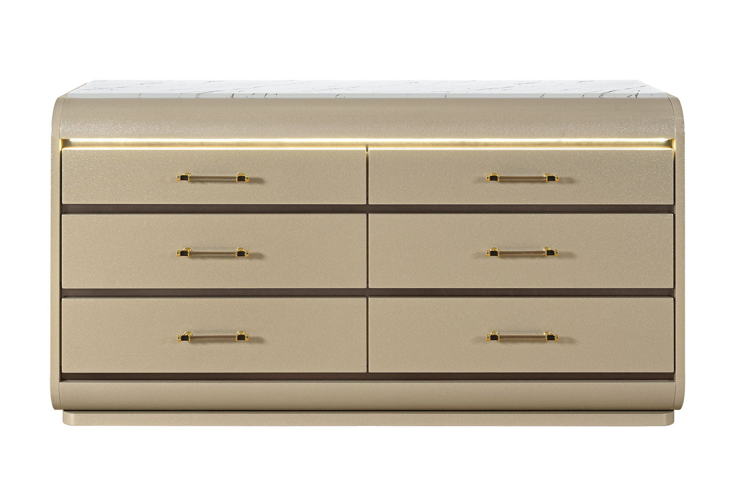 Genesis - 5 Piece Full Bedroom Set (Bed, Dresser & Mirror, Nightstand, Chest) - Gold