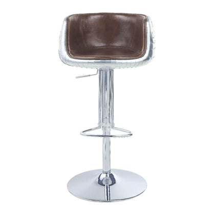 Brancaster - 41" Adjustable Stool With Swivel - Vintage Brown Top Grain Leather & Aluminum