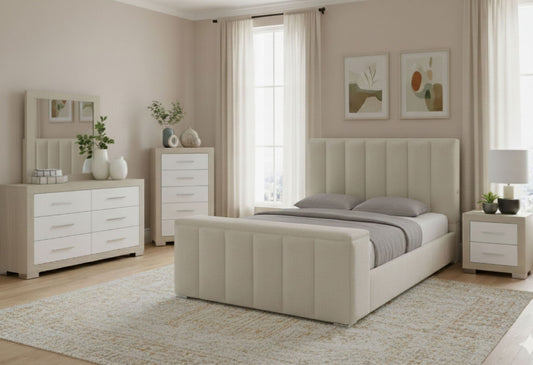 Serenity - 5 Piece King Bedroom Set - Natural / Cream