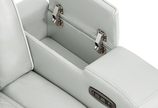 U8611 - Power Console Reclining Loveseat With Power Headrest, LED And Speaker - Silver