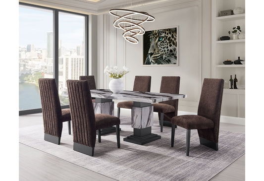 D12 - 9 Piece Dining Room Set (Dining Table And 8 Dining Chair) - Black / White