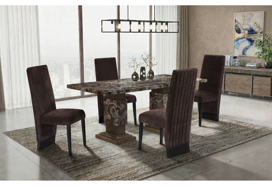 D12DT - 7 Piece Dining Room Set (Dining Table With 6 Dining Chairs) - Dark Brown