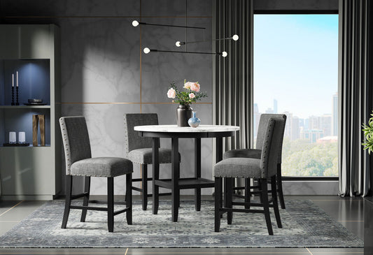 D40011 - 7 Piece Dining Room Set (Bar Table And 6 Bar Stools) - Light Grey