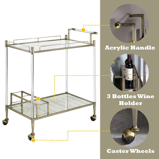 Cirro - Serving Cart - Antique Mirror & Wire Brass