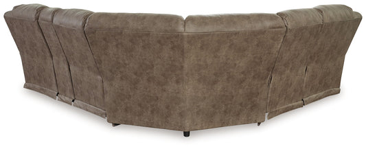 Ravenel - 3-Piece Power Reclining Sectional With Raf Power Reclining Loveseat With Console - Faux Leather - Fossil