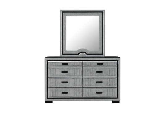 Isabella - 5 Piece King Bedroom Set (King Bed Group With LED, TV Lift, Bluetooth Speaker And Firpeplace Crystal) - Gray