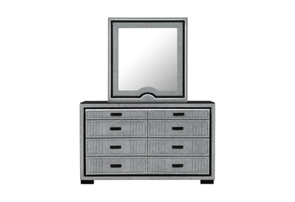 Isabella - 5 Piece Queen Bedroom Set (Queen Bed With LED, TV Lift, Bluetooth Speaker And Firpeplace Crystal) - Gray