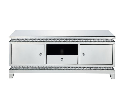 Lotus - TV Stand - Mirrored, Faux Ice Cube Crystals