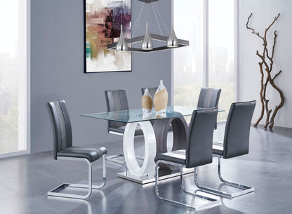 D1628 - 7 Piece Dining Room Set (Dining Table And 6 Dinning Chairs) - Silver