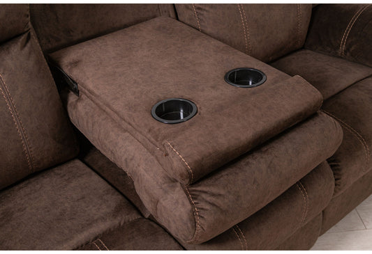 U7303 - 3 Piece Living Room Set (Recliner Sofa / Console Power Recliner Loveseat / Glider Recliner) - Dark Brown