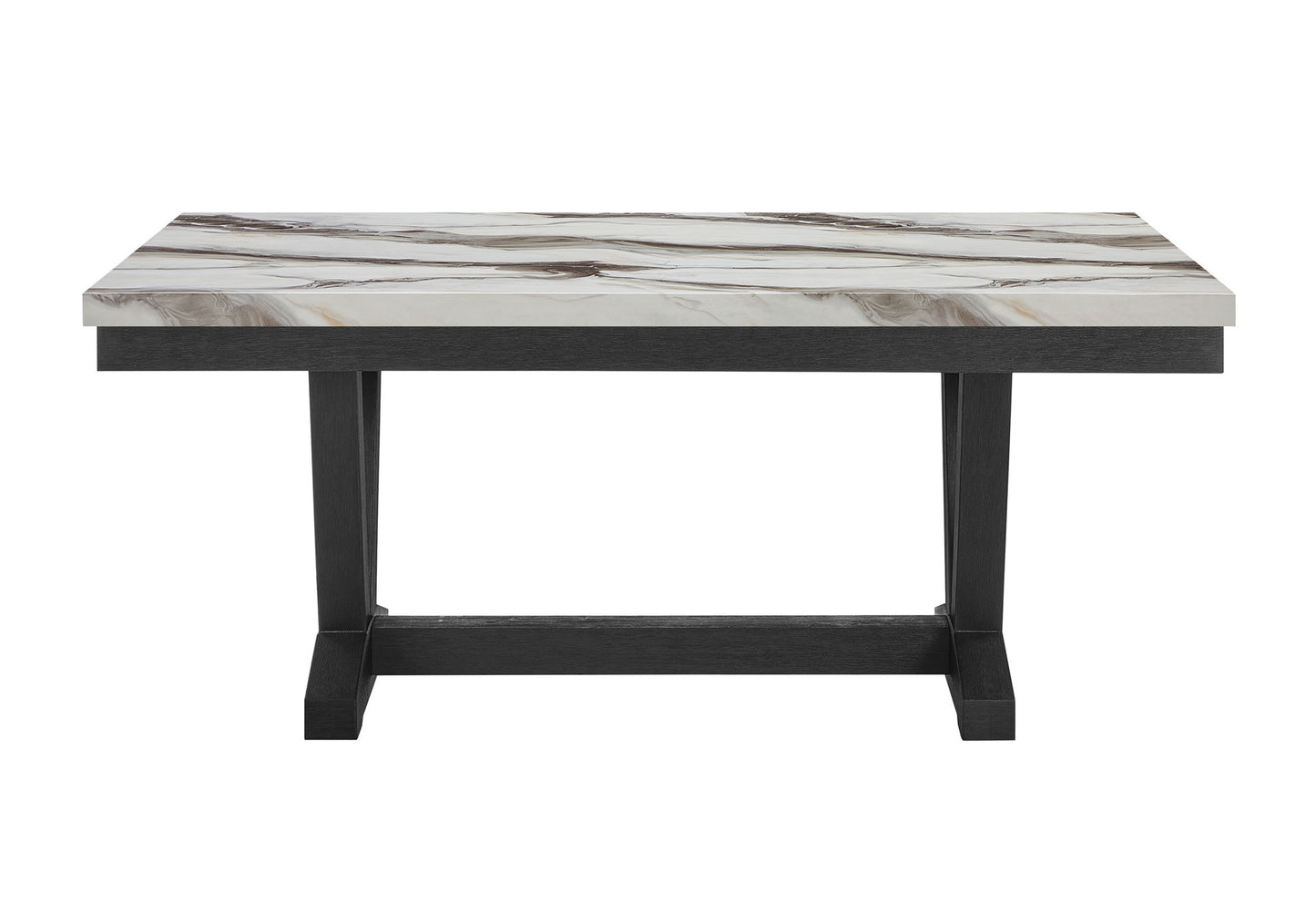 D1319 - 6 Piece Dining Room Set (Dining Table, 4 Dining Chair And Bench) - Black / Light Gray / White