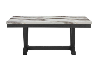 D1319 - 7 Piece Dining Room Set (Dining Table And 6 Dining Chair) - Black / Light Gray