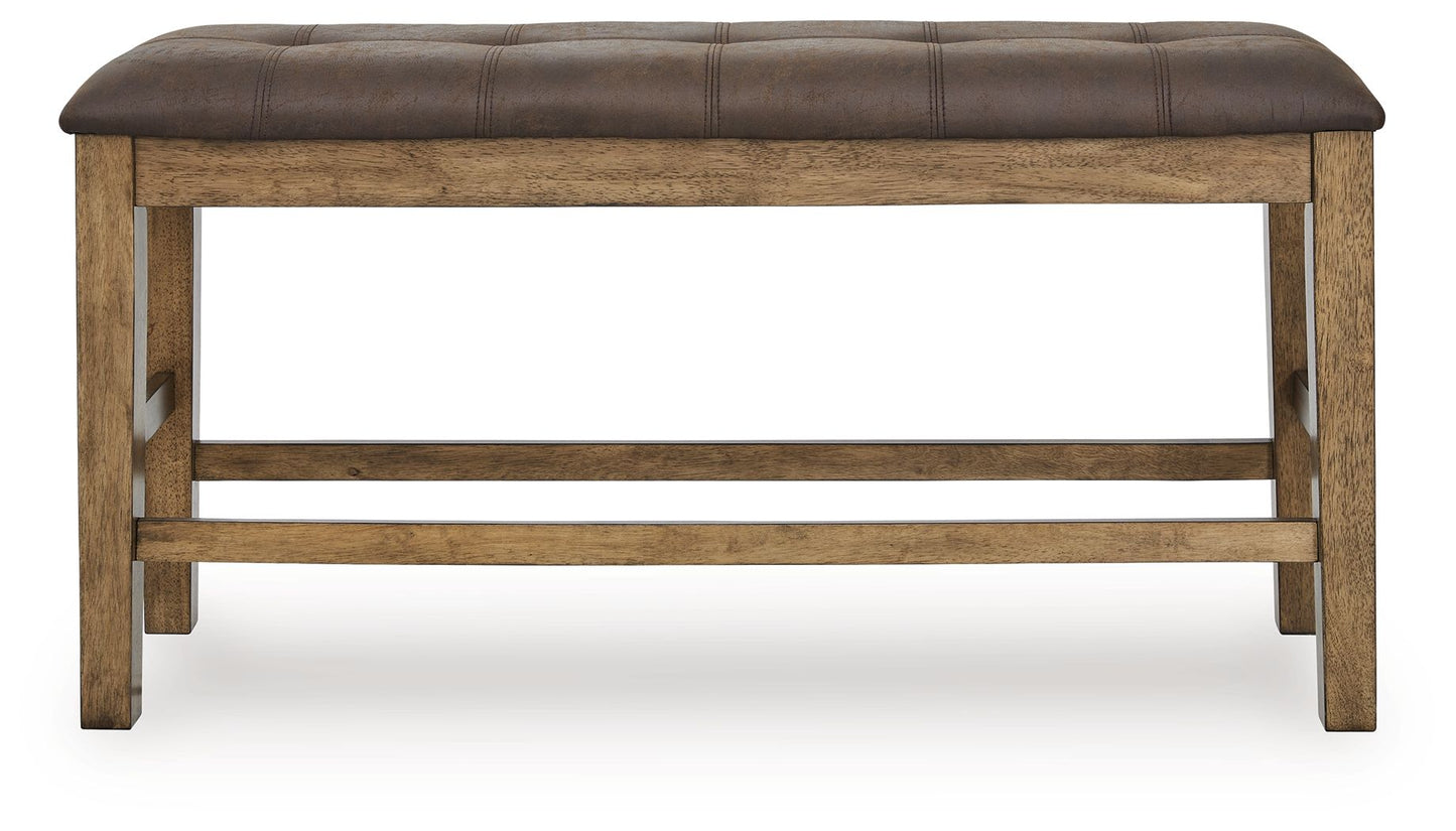 Urbinforte - Double Counter Height Upholstered Bench - Light Brown