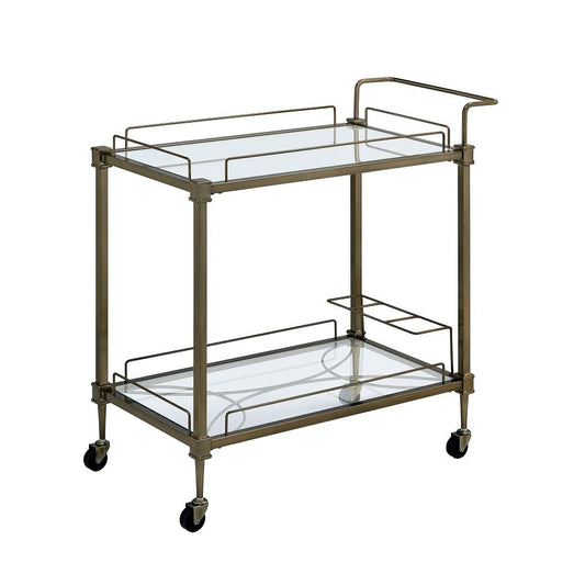Aditya - Serving Cart - Mirrored & Antique Brass