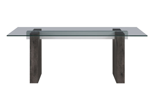 D4238 - 7 Piece Dining Room Set (Dining Table And 6 Dining Chairs) - Clear / Dark Brown / Light Gray