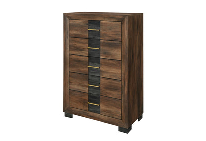 Optimus - 5 Piece Full Bedroom Set - Black / Brown