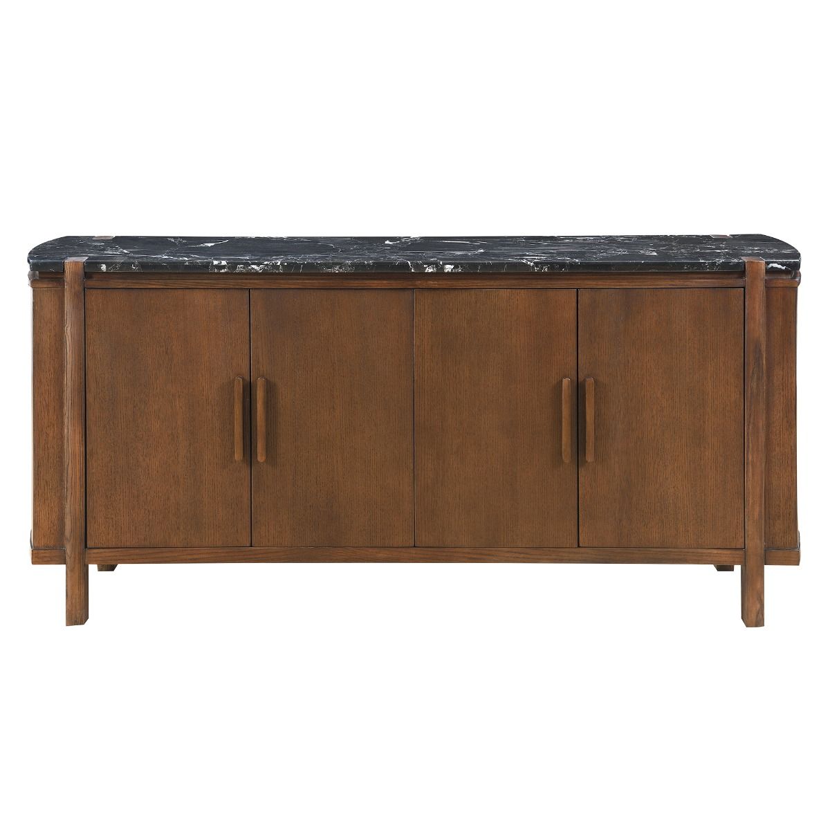 Estella - Server With Marble Top - Black Natural Marble Top & Walnut