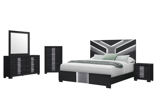 Optimus - Queen Bed With LED - Black
