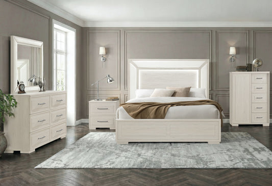 Clara - 5 Piece Full Bedroom Set (Bed, Dresser & Mirror, Nightstand, Chest) - Beige