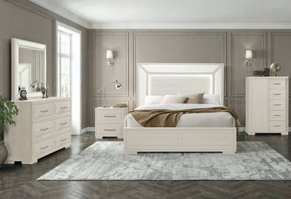 Clara - King Bed With LED - Beige